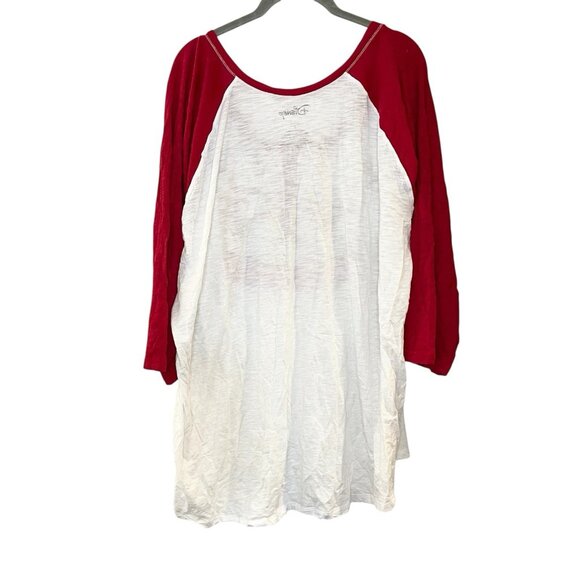 Torrid Disney Holiday Mickey Mouse Donald Duck Red Henley Sleep Top Naughty Nice - Picture 3 of 7